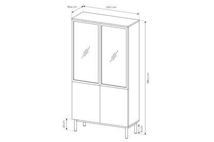 Vysoká vitrína Noro 100 cm s LED osvetlením - dub evoke / čierna Vitrína vysoká Noro 100 cm s osvetlením LED - Dub evoke / Čierny