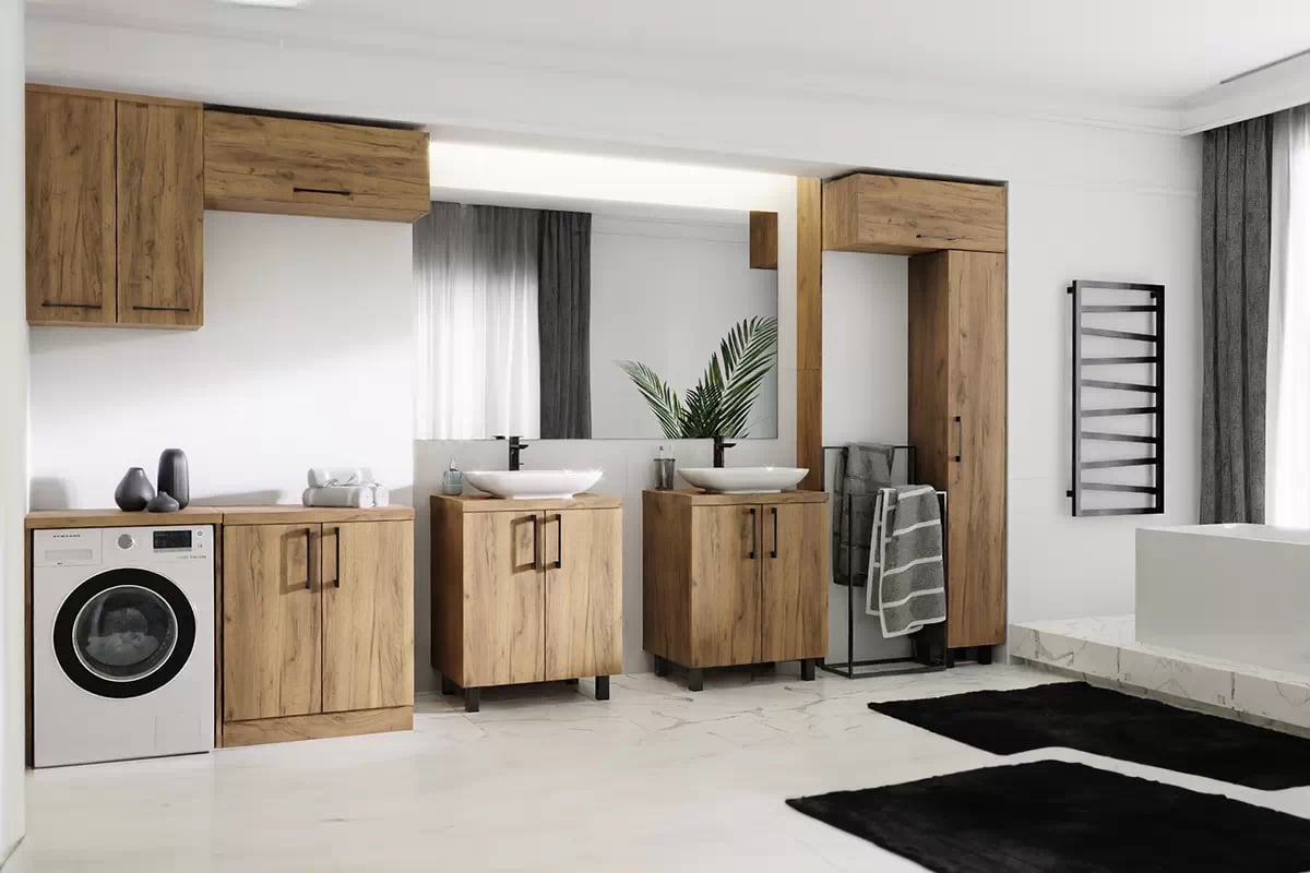 Skrinka nad práčku Mindel 60 cm - dub craft zlatý Skrinka lazienkowa pod pralke Mindel 60 cm - zlaté Dub craft 