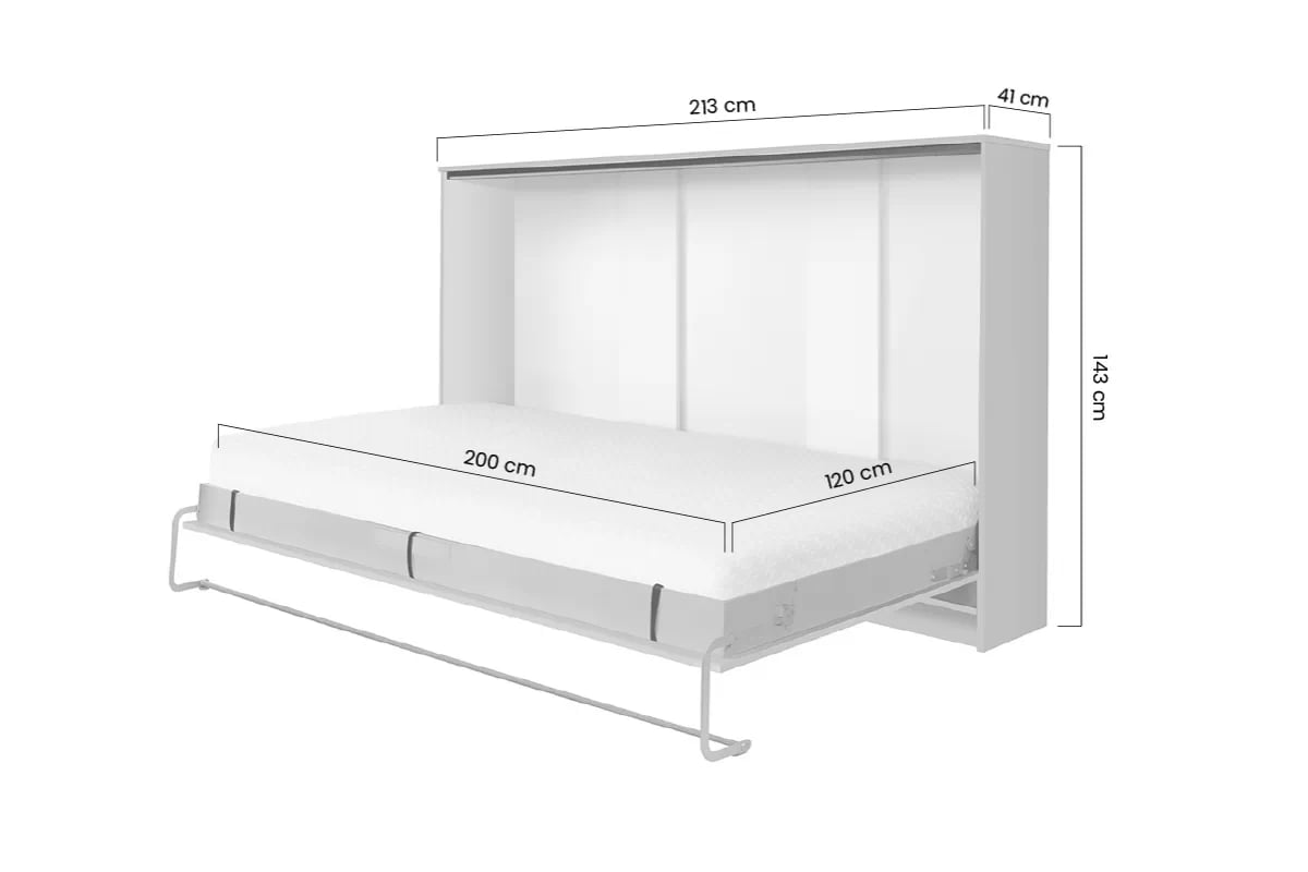 Sklápacia posteľ Basic horizontálna - 120x200 cm - biely lesk Sklápacia posteľ horizontálny 120x200 Basic New Elegance - biely lesk