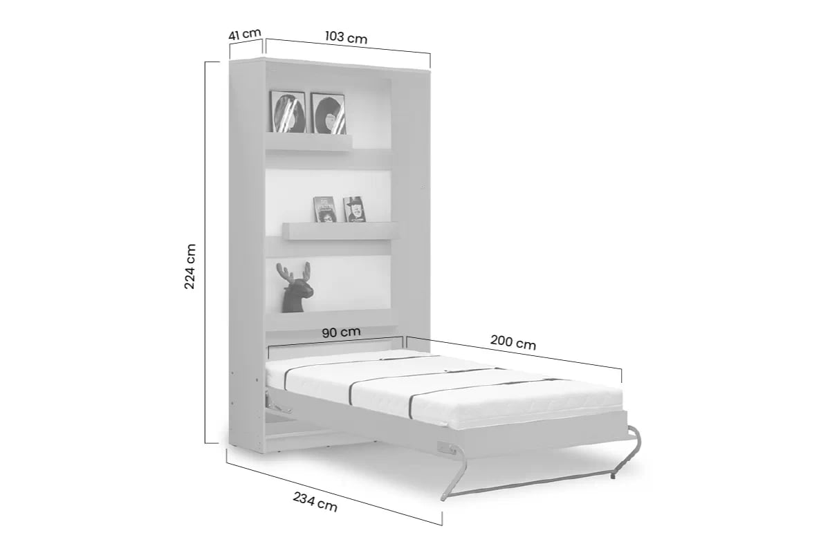 Vertikální sklápěcí postel Loft Basic New Elegance 90x200 cm - černá / dub lancelot Vertikální sklápěcí postel Loft 90x200 Basic New Elegance - Černý / Dub lancelot