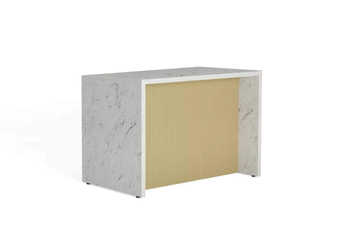 Kuchyňský ostrov Kammono 120 cm - mramor carrara / lamele karmel Wyspa kuchyňská KAMMONO 120cm - mramor carrara / lamele karmel