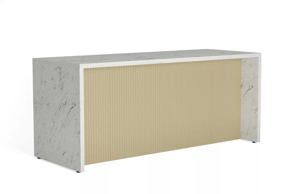 Kuchyňský ostrov Kammono 200 cm - mramor carrara / lamele karmel Wyspa kuchyňská KAMMONO 200cm - mramor carrara / lamele karmel