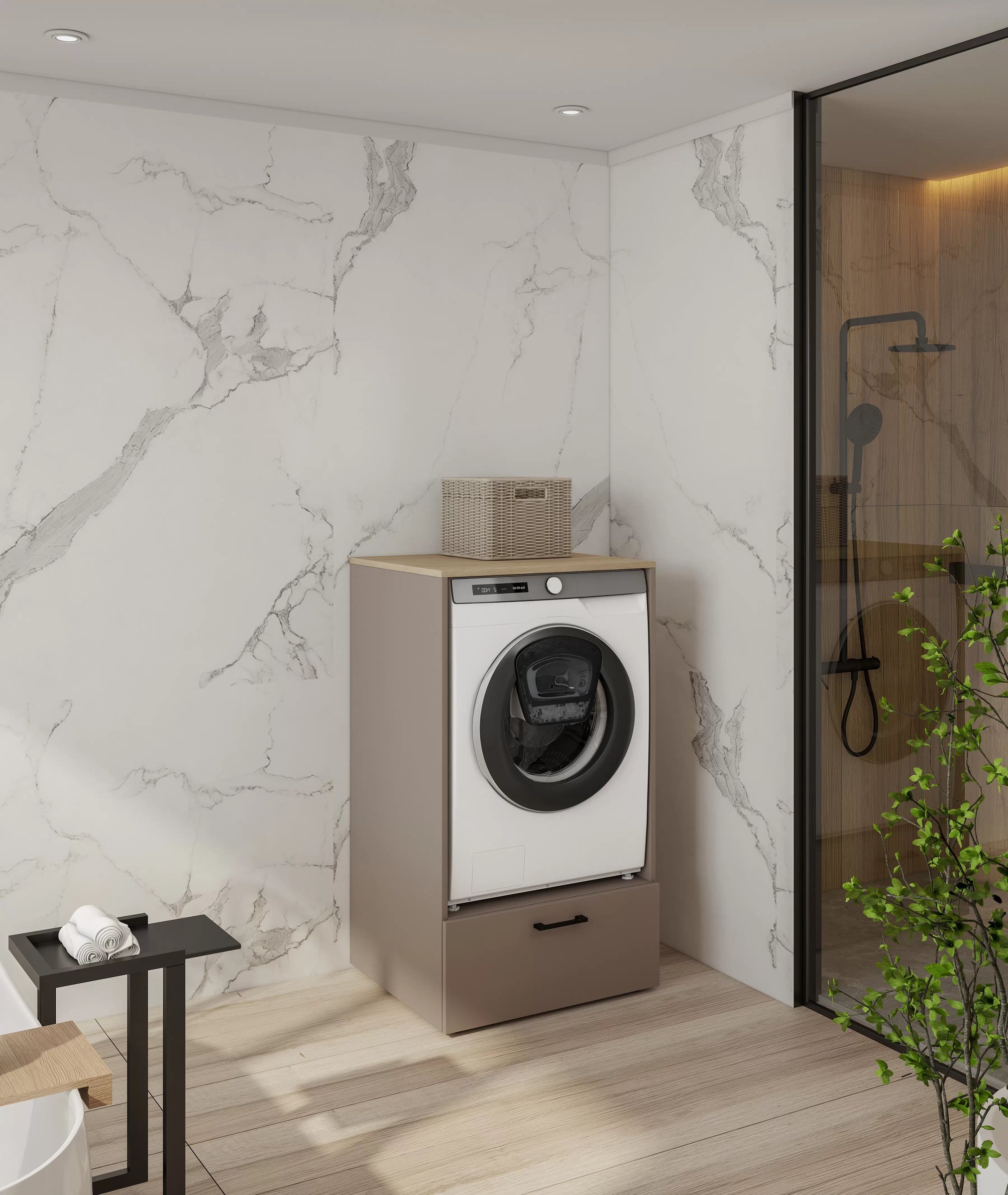 Skrinka nad práčku / sušičku Rosa so zásuvkou - congo / olejovaný dub Zabudowa na pralke / suszarke Rosa z szuflada - congo / dub olejowany