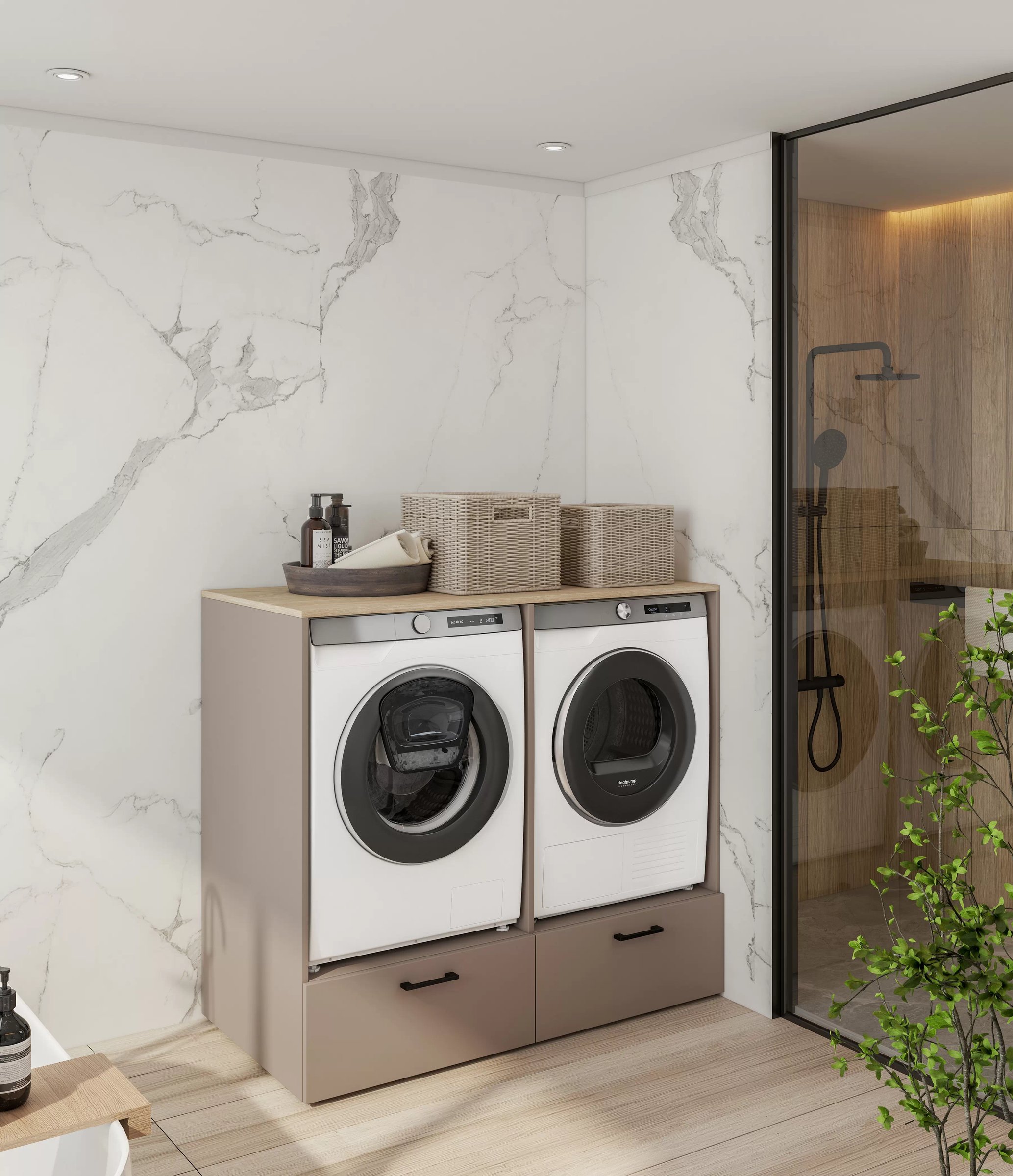 Skrinka nad práčku / sušičku Rosa so zásuvkami - congo / olejovaný dub Zabudowa na pralke / suszarke Rosa se zásuvkami - congo / dub olejowany