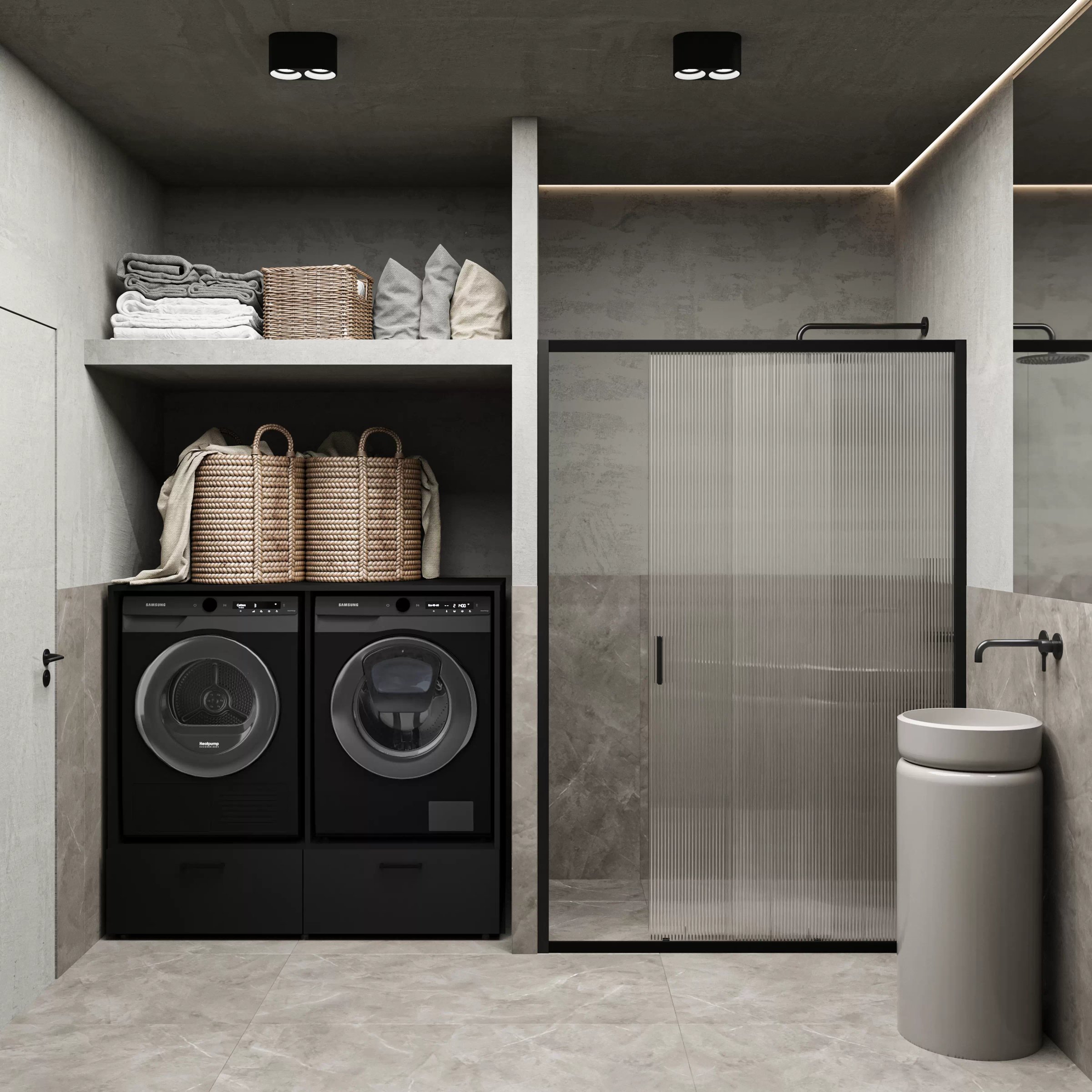 Skrinka nad práčku / sušičku Rosa so zásuvkami - čierny onyx Zabudowa na pralke / suszarke Rosa se zásuvkami - černá onyx