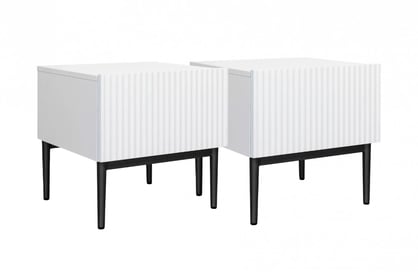 Sada nočných stolíkov Nicole 2 ks - biely mat / čierne nožičky