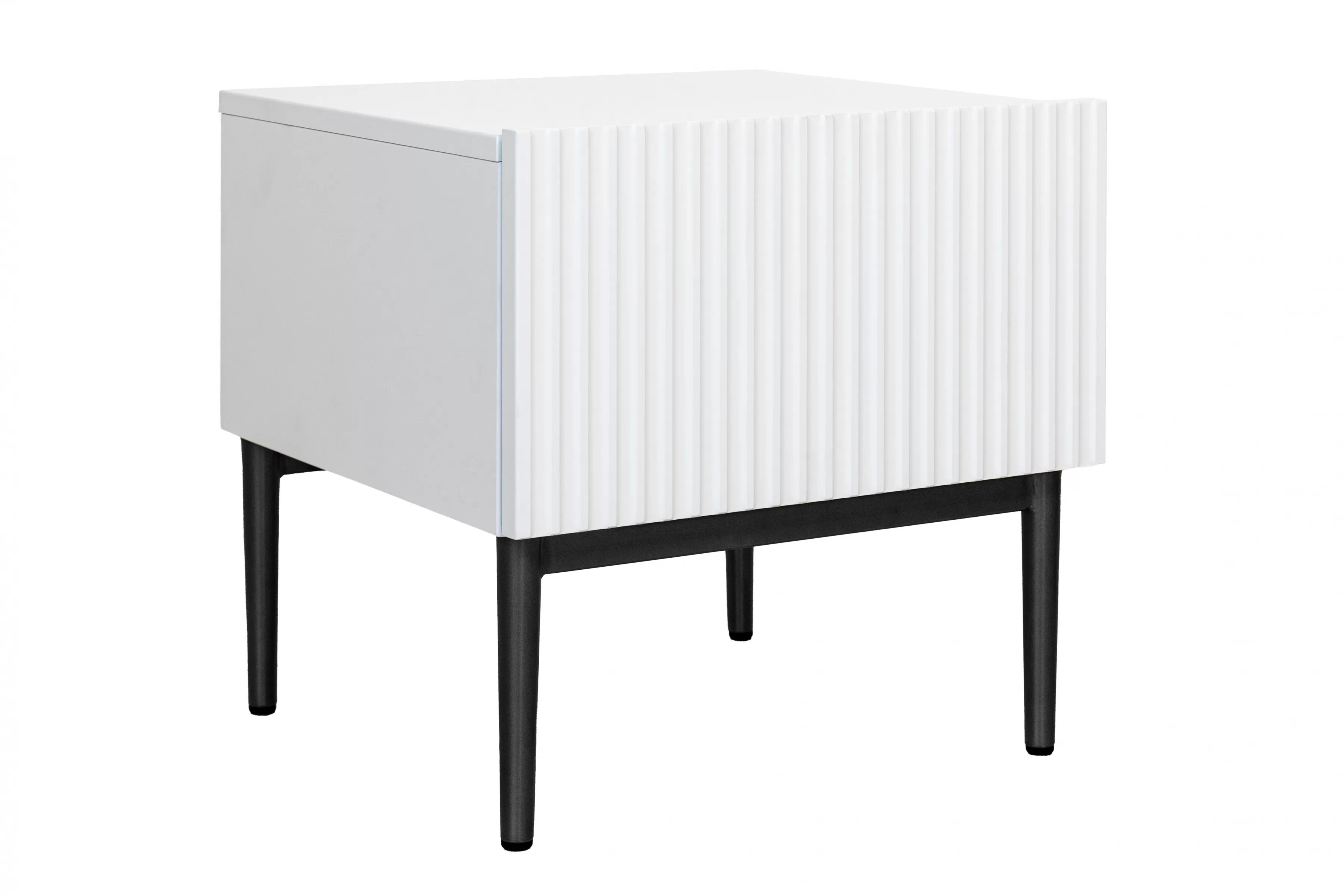 Sada nočných stolíkov Nicole 2 ks - biely mat / čierne nožičky Komplet 2 ks. Nočný Stolík Stolík Nicole z szuflada i metalowymi nogami - biely mat / čierny nozki