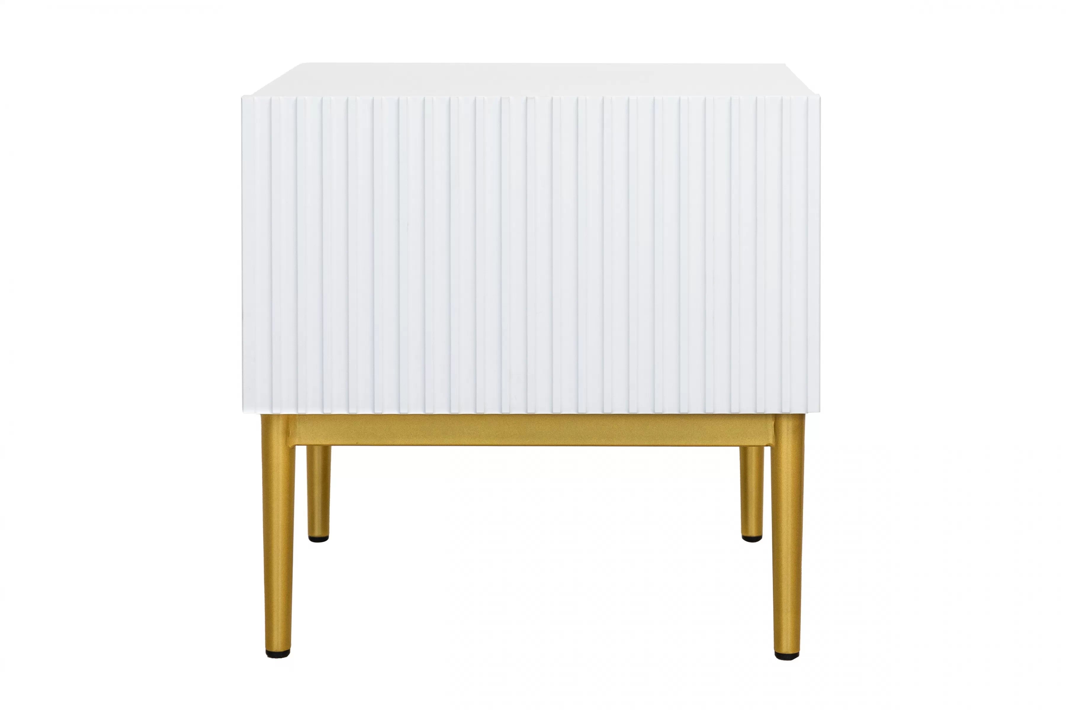 Sada nočných stolíkov Nicole 2 ks - biely mat / zlaté nožičky Komplet 2 ks. Nočný Stolík Stolík z szuflada i metalowymi nogach Nicole - biely mat / zlote nozki