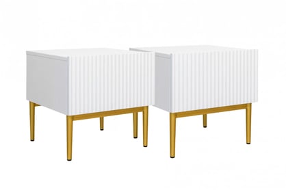 Sada nočných stolíkov Nicole 2 ks - biely mat / zlaté nožičky