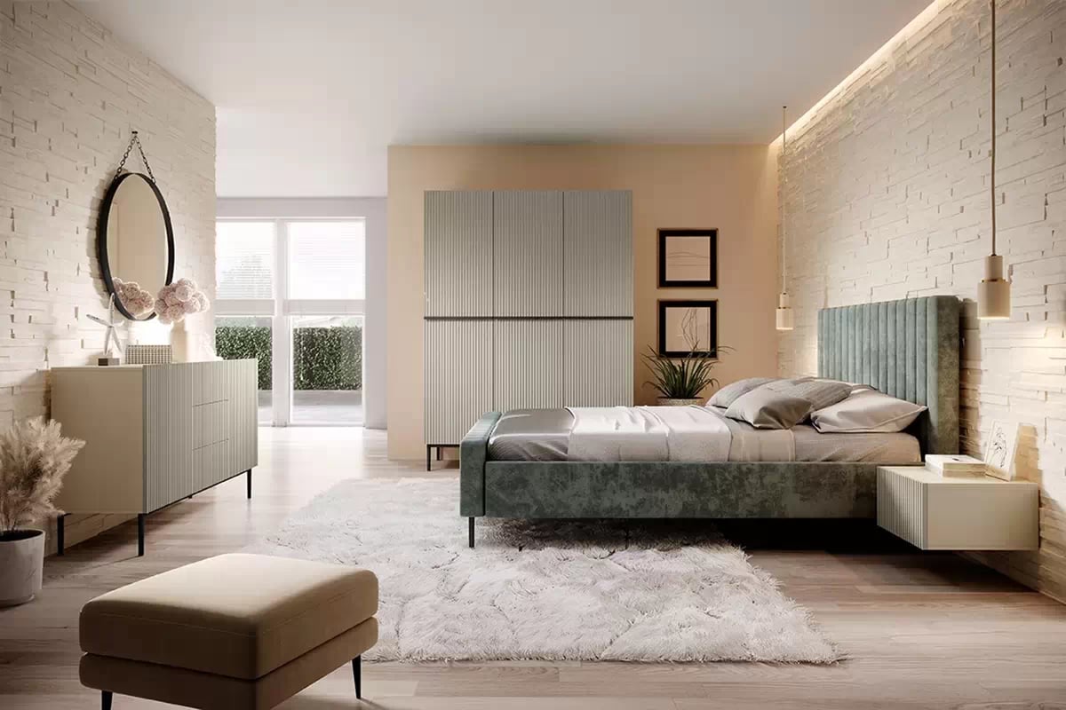 Sada závesných nočných stolíkov Nicole 46 cm - kašmír Komplet 2 ks. Nočný Stolík závesná z szuflada Nicole - kašmír / kašmír mat