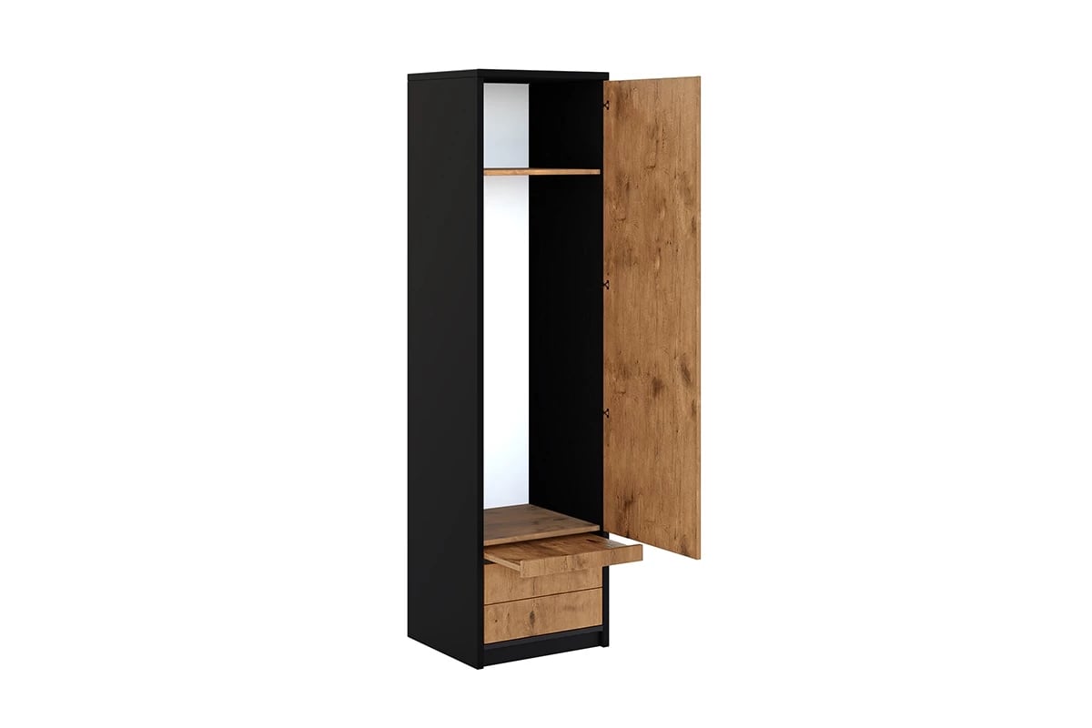 Ložnicová sestava Modern - černý mat / dub lancelot Skříň loft s zásuvkami