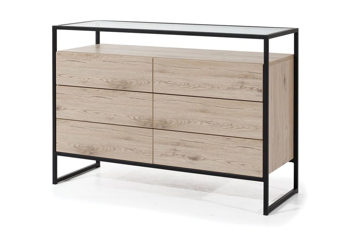 Ložnicová sestava GlassLoft I Komoda s prosklenou deskou