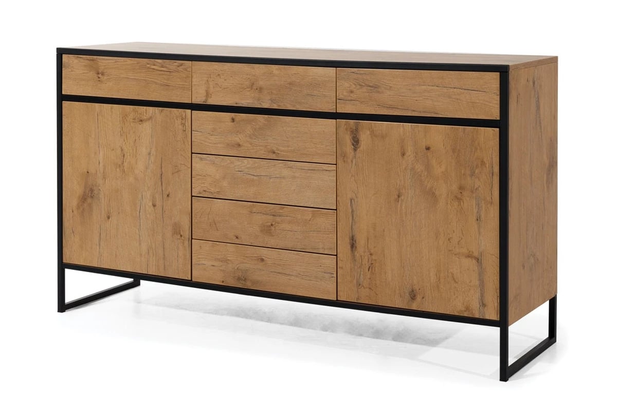 Ložnicová sestava Modern - černý mat / dub lancelot Komoda se zásuvkami