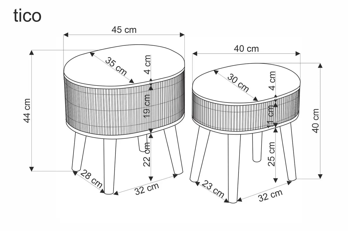 Sada 2 taburetů Tico s úložným prostorem - béžová Komplet dwoch puf z funkcja pojemnika tico - béžová