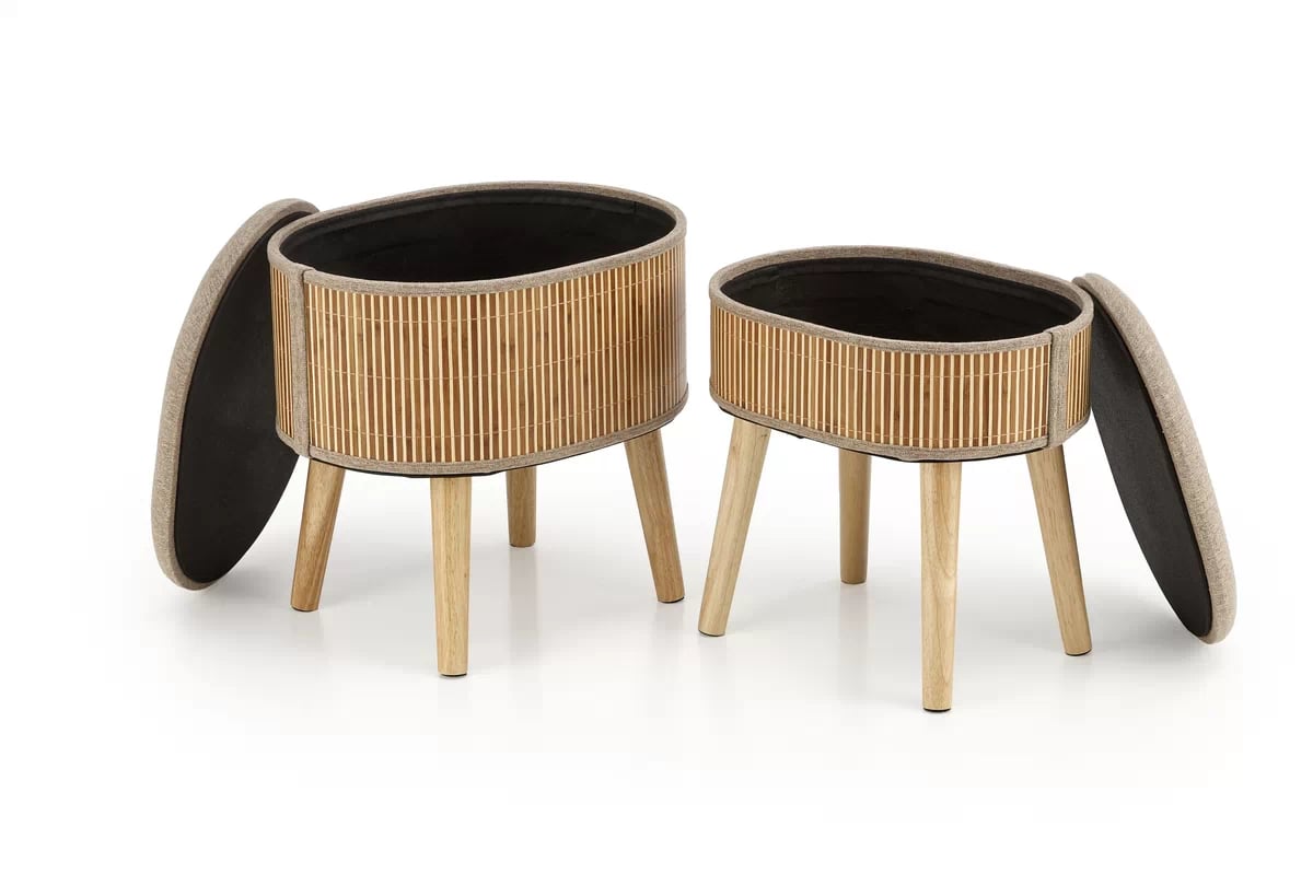 Sada 2 taburetů Tico s úložným prostorem - béžová Komplet dwoch puf z funkce pojemnika tico - Béžová