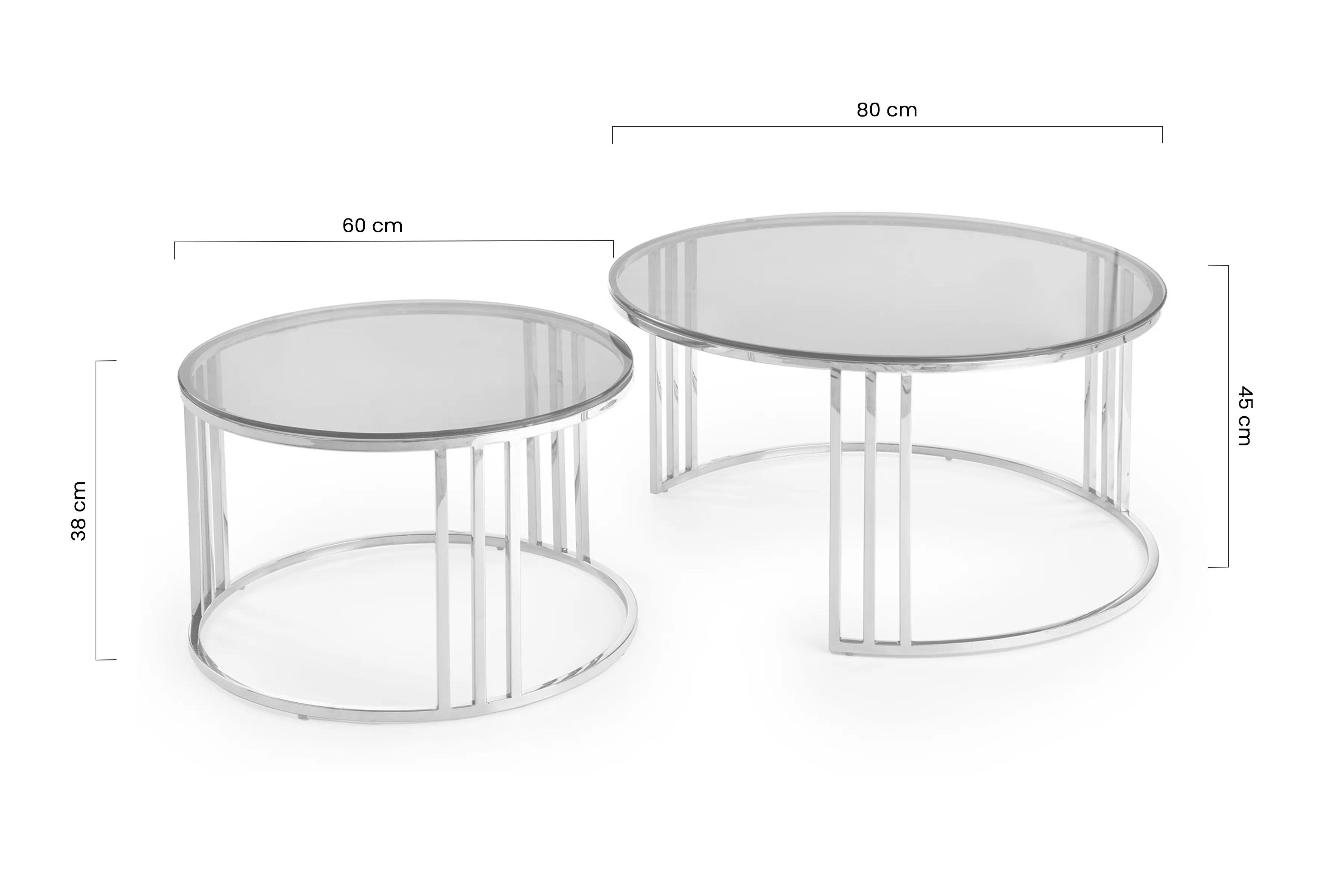 Mercury 2 konferenčních stolků Cureli - stříbrná podnož / bílý mramor Komplet dwoch stolekow kawowych Mercury 2 - stříbrná / bílá mramor
