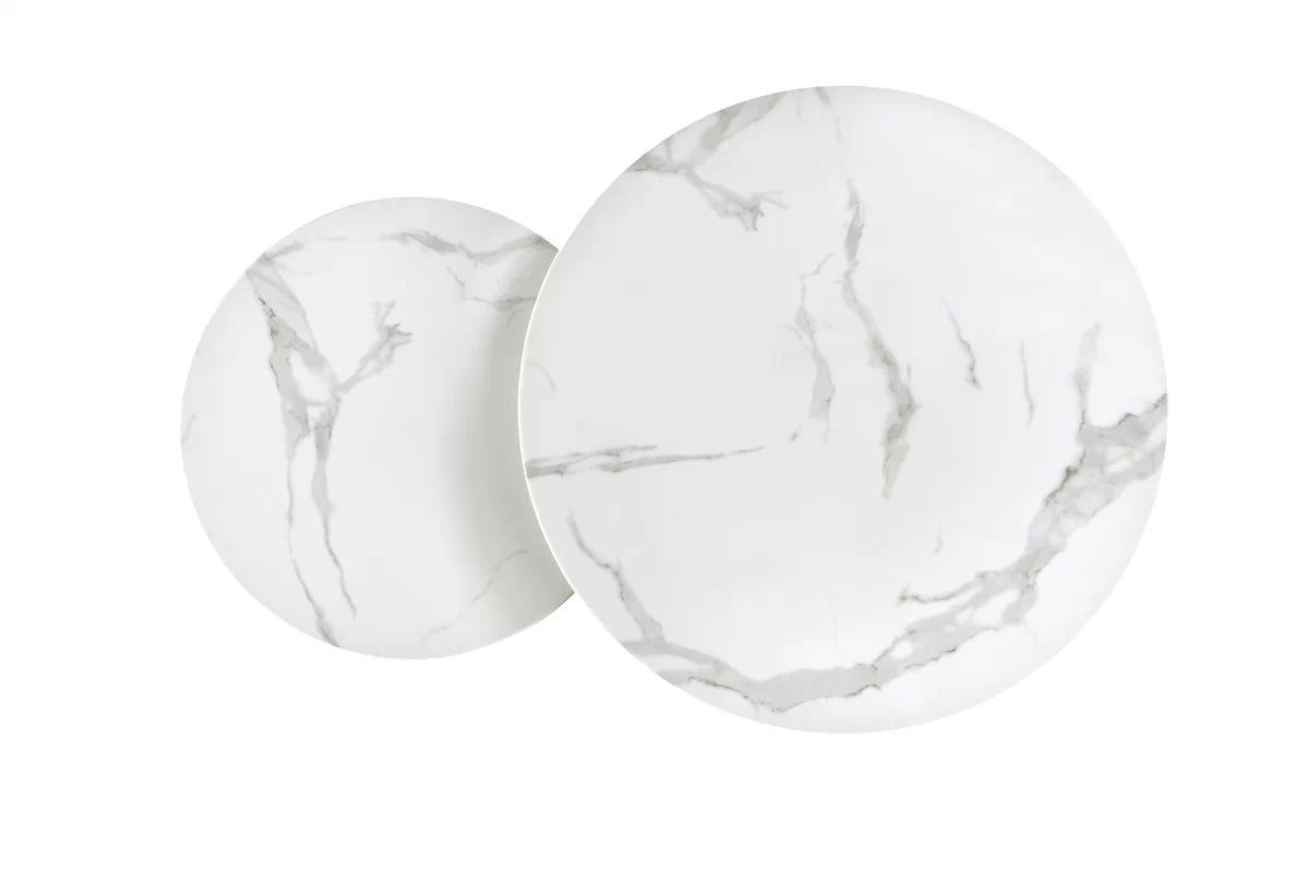 Mercury 2 konferenčních stolků Cureli - stříbrná podnož / bílý mramor Komplet dwoch stolekow kawowych mercury 2 - Stříbrný / Bílý mramor