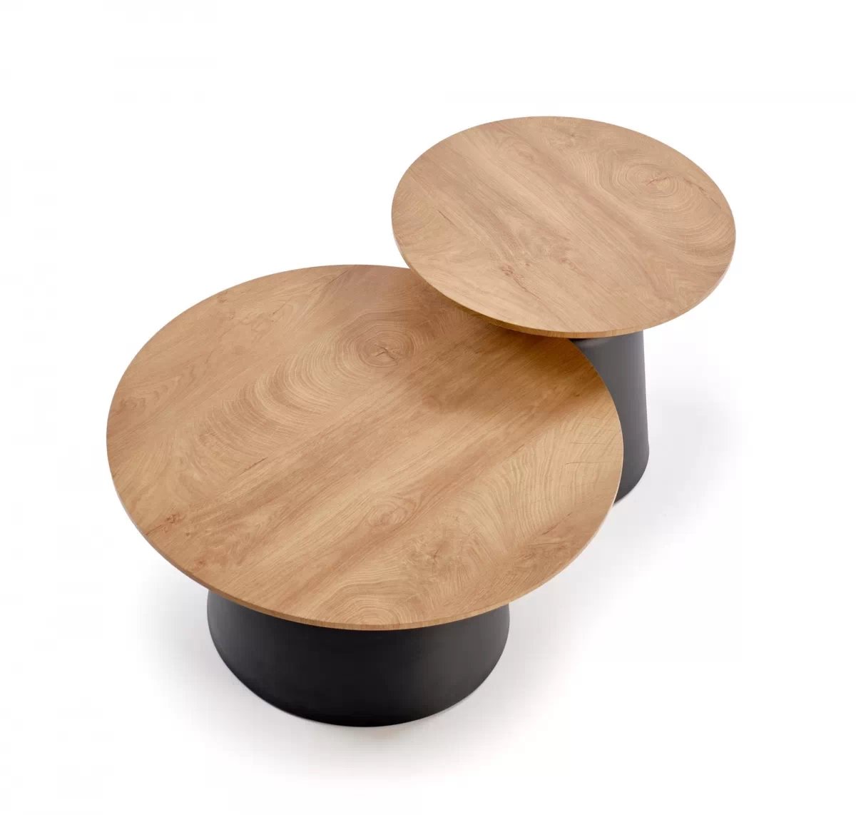 Sada konferenčních stolků Malomi - přírodní / černá Komplet law Malomi pro obývacího pokoje - přírodní / černá