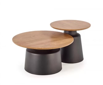 Sada konferenčných stolíkov Malomi - prírodný dekor / čierne nožičky