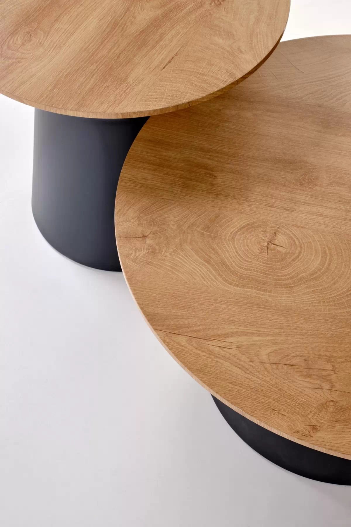 Sada konferenčních stolků Malomi - přírodní / černá Komplet law Malomi pro obývacího pokoje - přírodní / černá