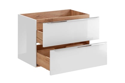 Koupelnová sestava s deskou Capri 80 cm - bílý lesk / dub žlutý výjimečné prvky do koupelny