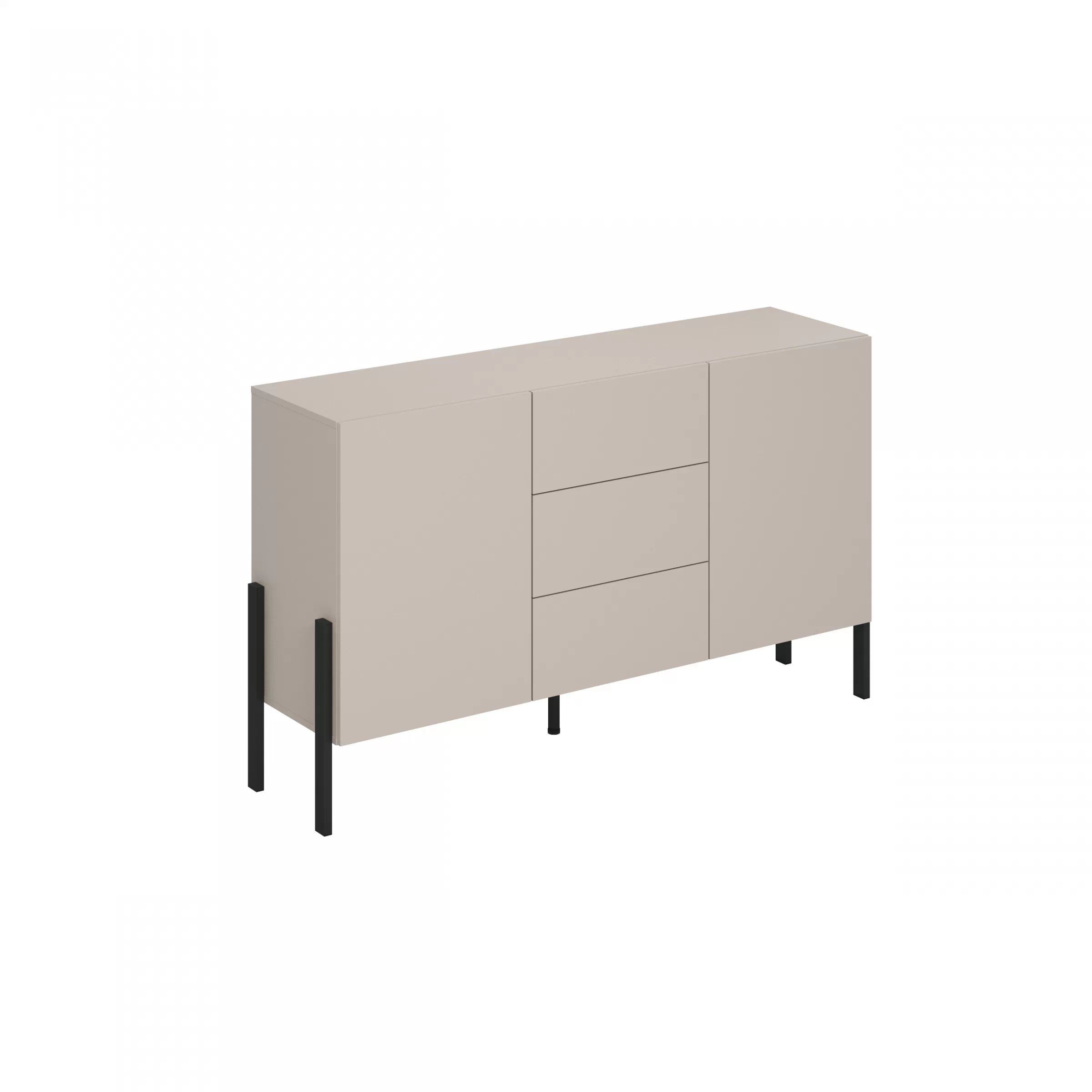 Zostava Jukon do obývacej izby - komoda + TV stolík - kašmírová / čierna Komplet nábytku do obývacej izby Jukon z komoda - kašmír / čierny nožičky