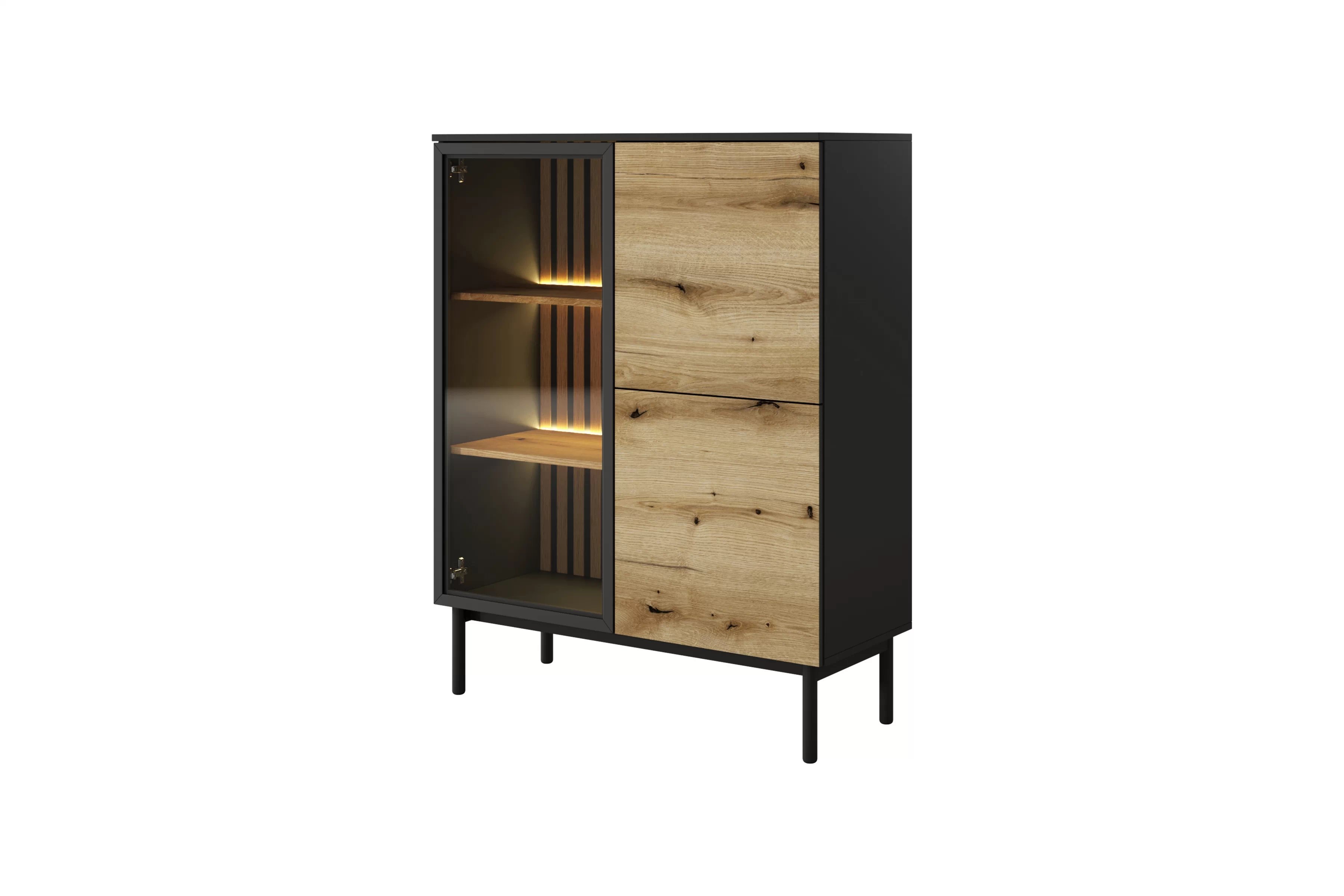 Obývacia zostava Noro I - dub evoke / čierna Komplet nábytku do obývacej izby Noro I - Dub evoke / Čierny