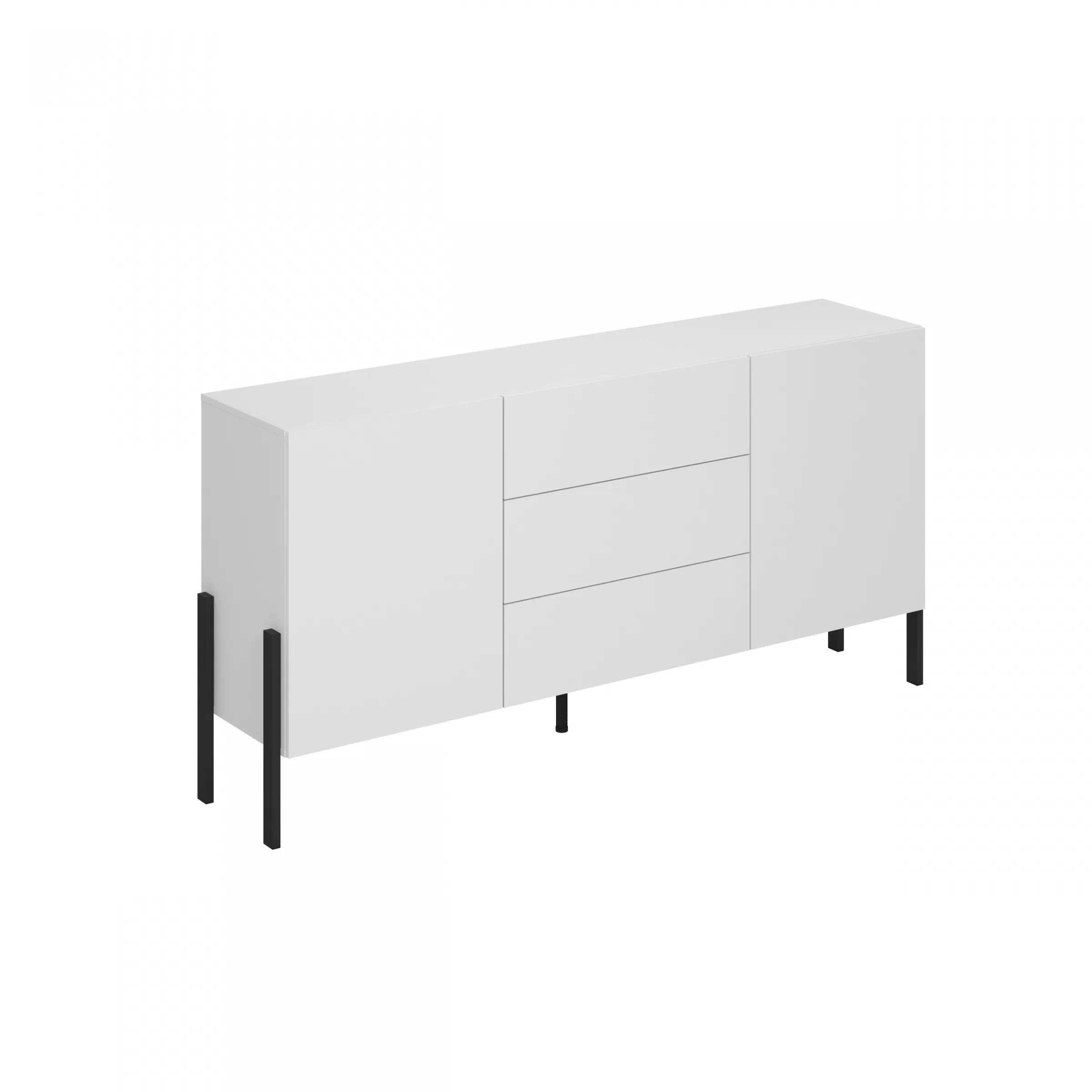 Komplet nábytku pro obývacího pokoje z dwoma komodami - bílá supermat / černé nožičky  Komplet nábytku pro obývacího pokoje z dwoma komodami - bílá supermat / černé nožičky 