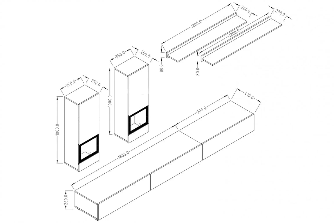 Obývací sestava Baros - komoda a konferenční stolek - tmavý beton / schiefer Komplet nábytku pro obývacího pokoje z komoda i lawa Baros - tmavý beton / schiefer