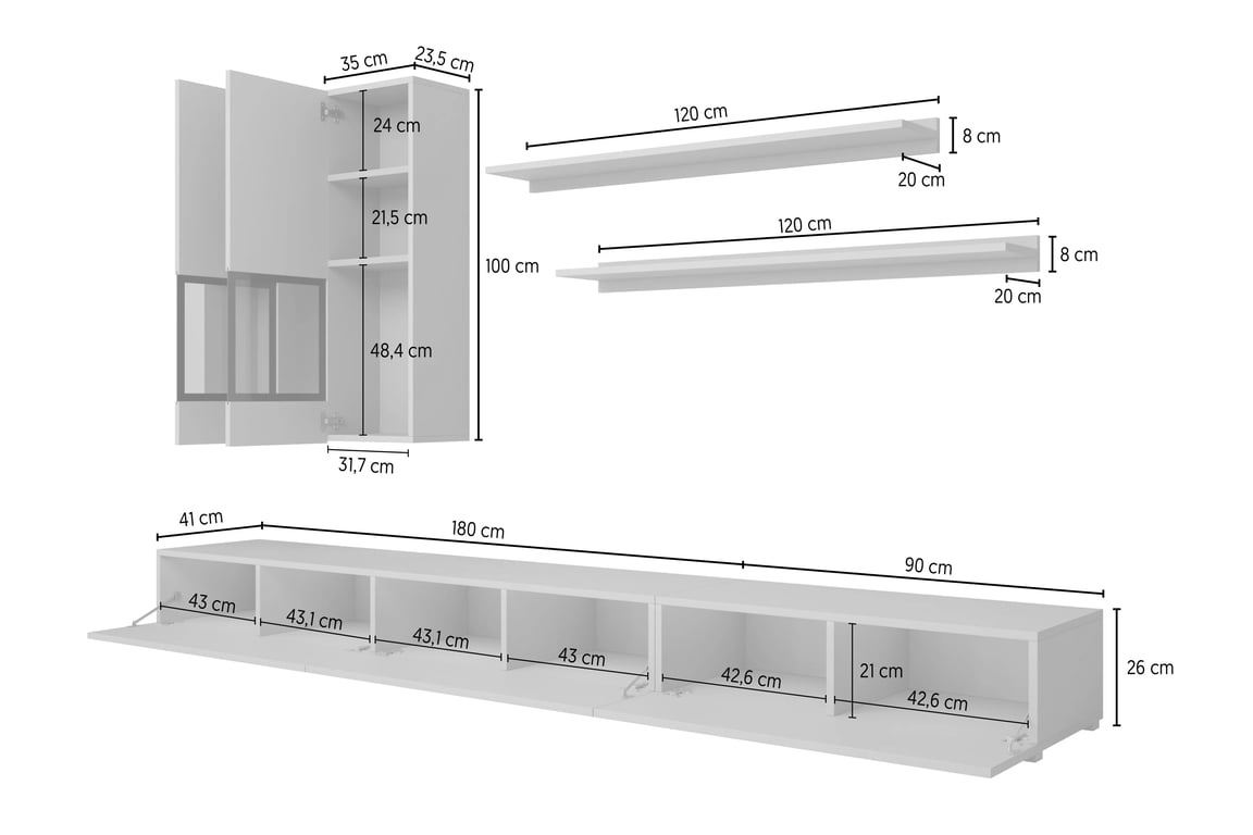 Obývací sestava Baros - komoda a konferenční stolek - tmavý beton / schiefer Komplet nábytku pro obývacího pokoje z komoda i lawa Baros - tmavý beton / schiefer