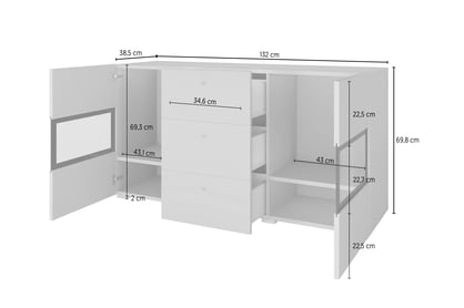 Obývací sestava Baros - komoda a konferenční stolek - tmavý beton / schiefer Komplet nábytku pro obývacího pokoje z komoda i lawa Baros - tmavý beton / schiefer