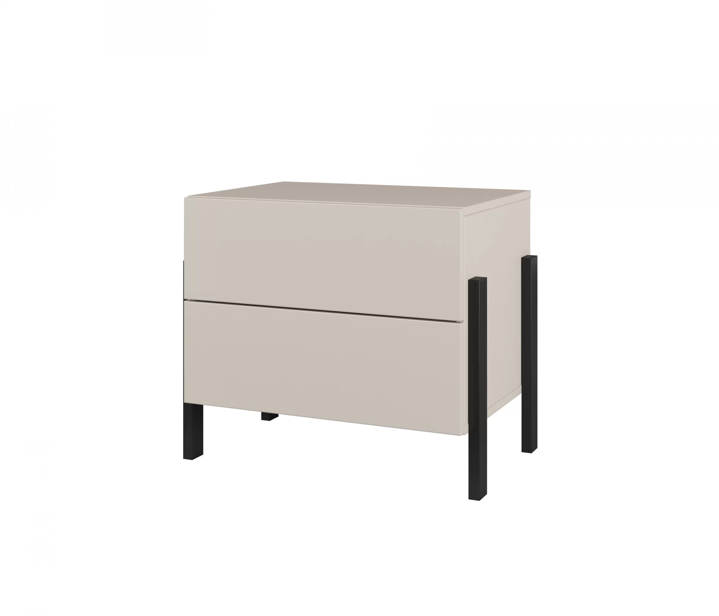 Ložnicová sestava Jukon s postelí s úložným prostorem 100x200 cm - kašmírová / černé nožky Komplet nábytku pro ložnice Jukon Postel 100x200 cm s úložným prostorem, Noční stolek i skříň trzydrzwiowa - kašmír / černé nožičky