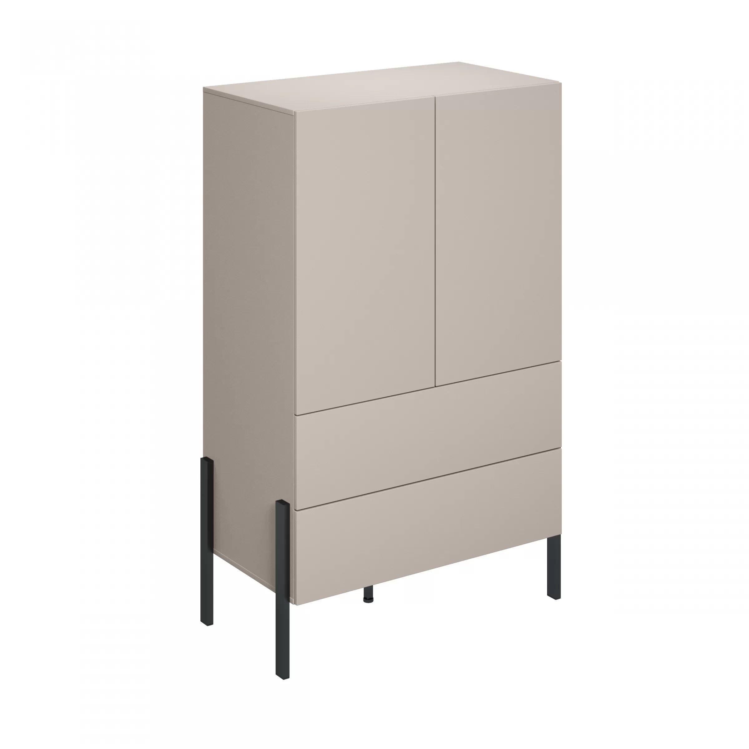 Zostava Jukon do spálne - komoda + stolík - kašmírová / čierna Komplet nábytku do  spálňa  Jukon Toaletný stolík/Písací stôl oraz Komoda dvojdverová - kašmír / čierny nožičky 