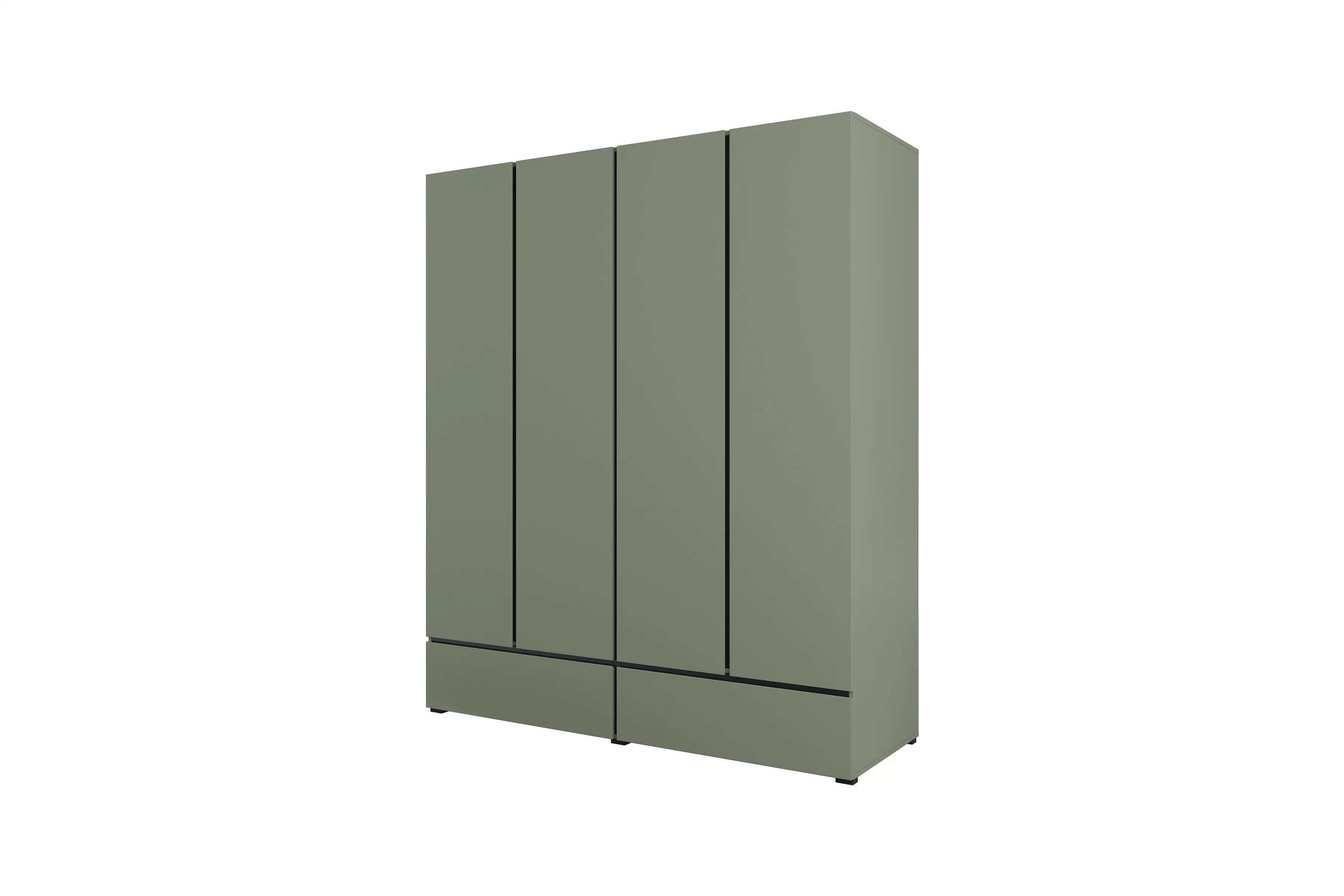 Spálňová zostava Cross 160x200 cm - tlmená zelená / čierna Komplet nábytku do  spálňa  z lozkiem 160x200 cm - zgaszona zelená / zgaszona zelená - Čierny