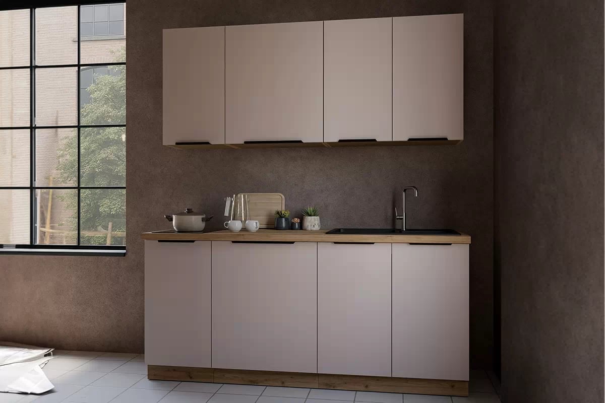 Kuchyňská linka Arvani 180 cm - kašmír / dub artisan Komplet nábytku kuchennych Arvani 180cm - kašmír / dub artisan