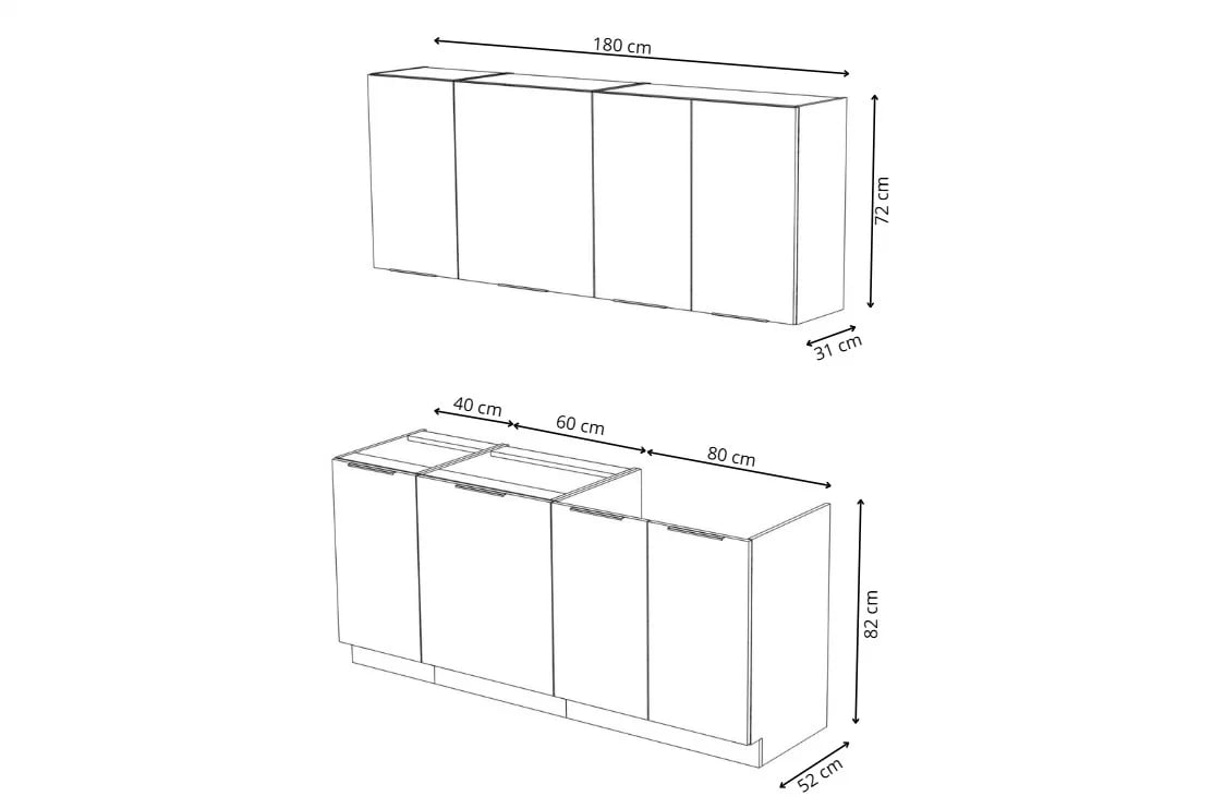 Kuchyňská linka Arvani 180 cm - kašmír / dub artisan Komplet nábytku kuchennych Arvani 180cm - kašmír / dub artisan