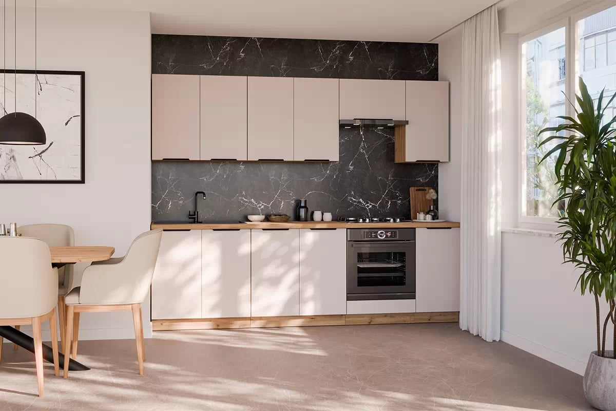 Kuchyňská linka Arvani 260 cm - kašmír / dub artisan Komplet nábytku kuchennych Arvani 260cm - kašmír / dub artisan