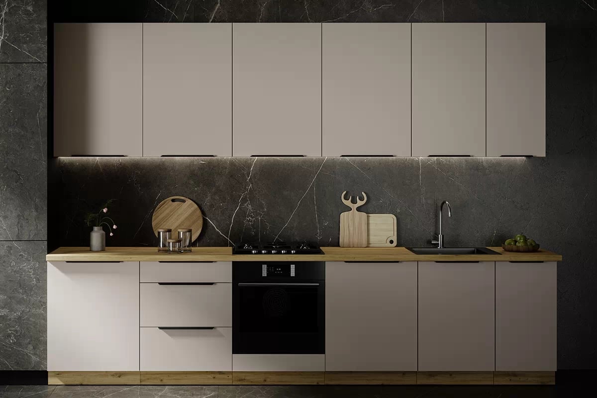 Kuchyňská linka Arvani 330 cm - kašmír / dub artisan Komplet nábytku kuchennych Arvani 330cm - kašmír / dub artisan