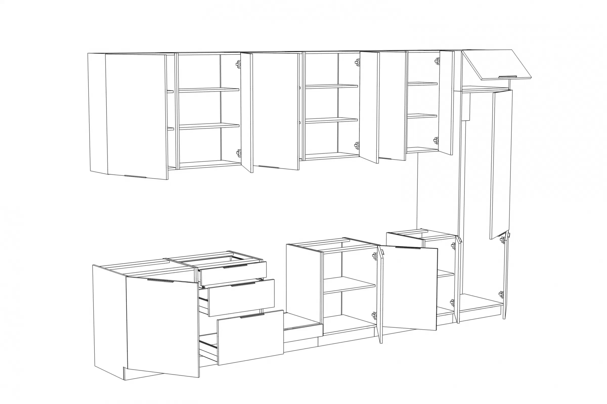 Kuchyňská linka Arvani 390 cm - kašmír / dub artisan Komplet nábytku kuchennych Arvani 390cm - kašmír / dub artisan