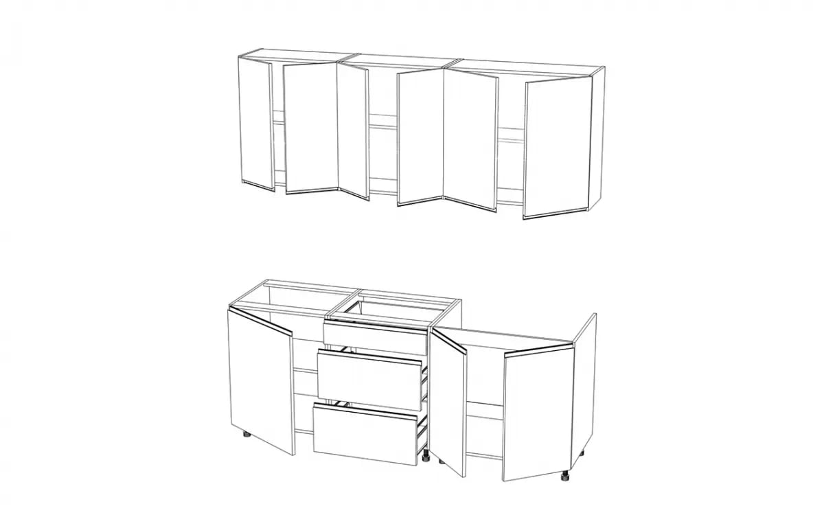 Kuchyňská sestava Aspen 200 cm – šedý lesk Komplet nábytku kuchennych Aspen 200cm - šedý lesk