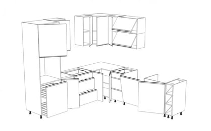 Set mobilă bucătărie Aspen 250x270 cm – gri lucios Complet mobilier kuchennych Aspen 250x270cm - gri lucios