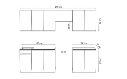 Komplet nábytku kuchynského Aspen 260cm z cokolem - biely lesk Komplet nábytku kuchynského Aspen 260cm z cokolem - biely lesk