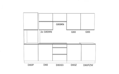 Komplet nábytku kuchynského Aspen 300cm z cokolem - biely lesk Komplet nábytku kuchynského Aspen 300cm z cokolem - biely lesk