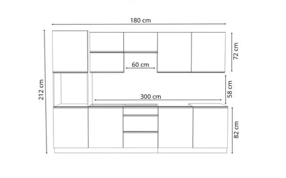 Komplet nábytku kuchynského Aspen 300cm z cokolem - biely lesk Komplet nábytku kuchynského Aspen 300cm z cokolem - biely lesk