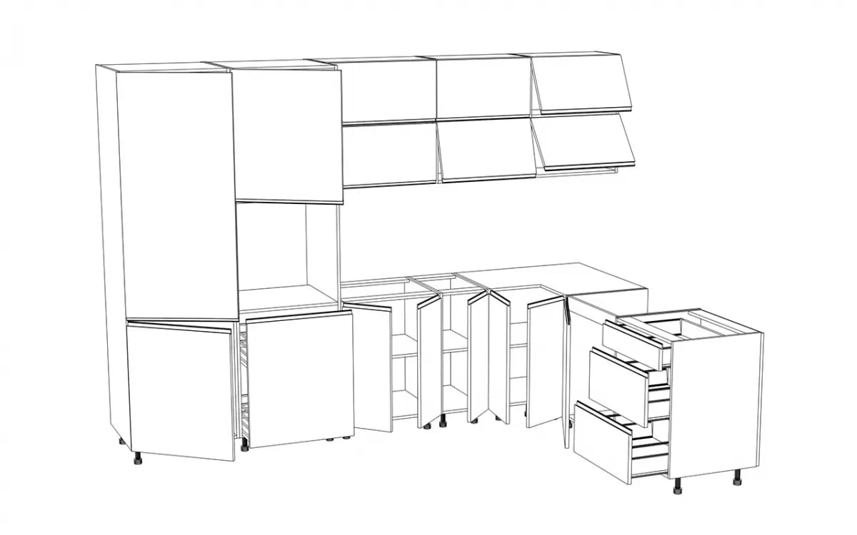 Kuchynská zostava Aspen 300x210 cm - sivý lesk Komplet nábytku kuchynského Aspen 300x210cm - Šedý lesk