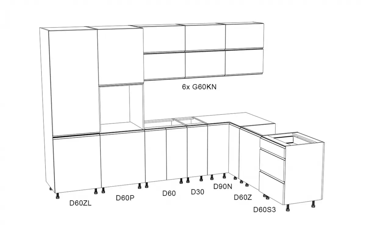 Kuchynská zostava Aspen 300x210 cm - sivý lesk Komplet nábytku kuchynského Aspen 300x210cm - Šedý lesk