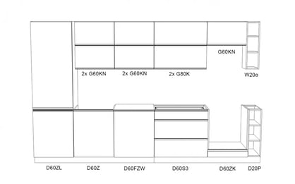 Komplet nábytku kuchynského Aspen 340cm z cokolem - biely lesk Komplet nábytku kuchynského Aspen 340cm z cokolem - biely lesk