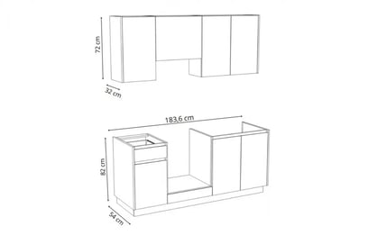 Kuchynská zostava Campari 180 cm – pieskovobéžová Komplet nábytku kuchynského Campari 180 cm - Béžová Pieskový