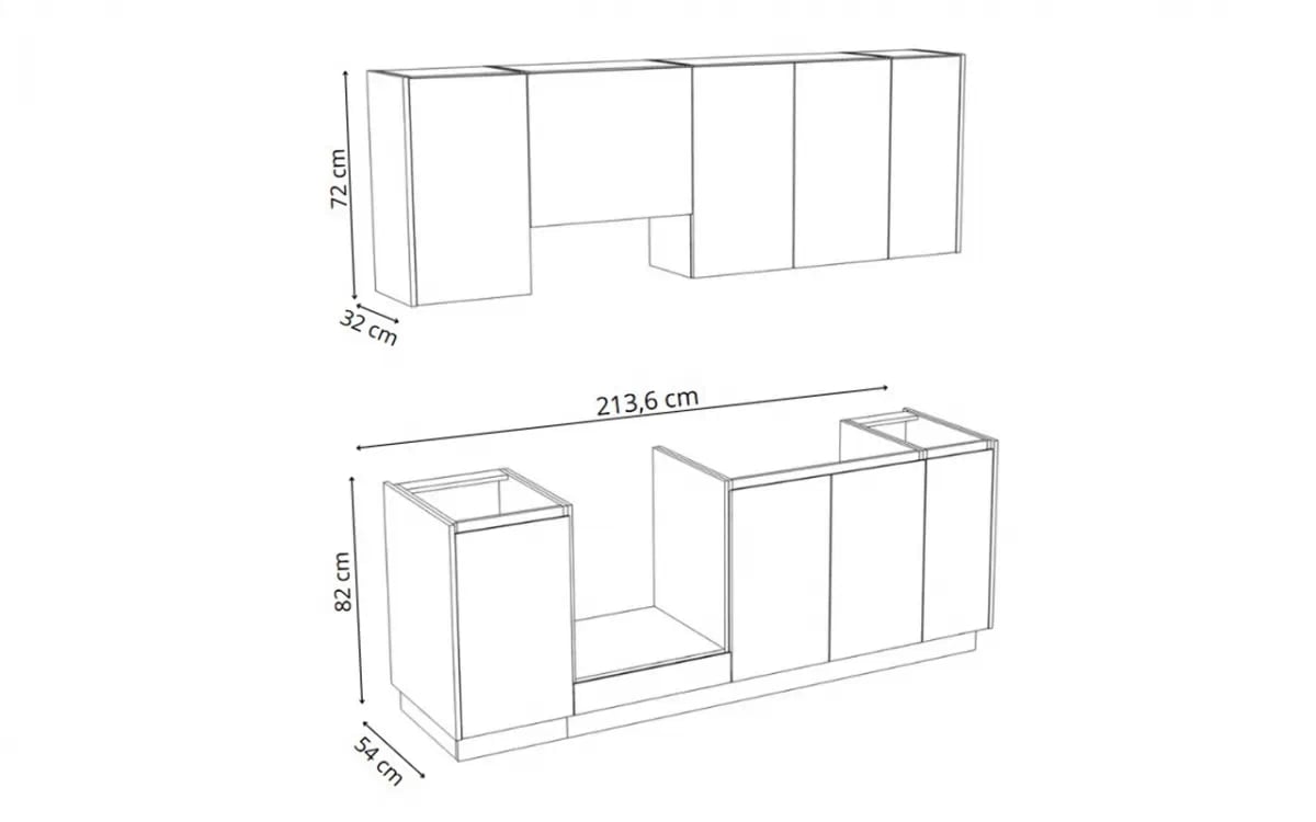 Kuchynská zostava Campari 210 cm – kamennosivá Komplet nábytku kuchynského Campari 210 cm - šedý kamienny