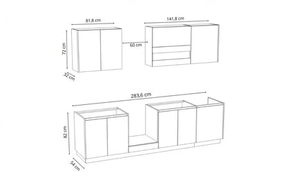 Kuchyňská sestava Campari 280 cm – šedá lava / světlý beton atelier Komplet nábytku kuchennych Campari 280cm - šedá lava / beton světlý atelier